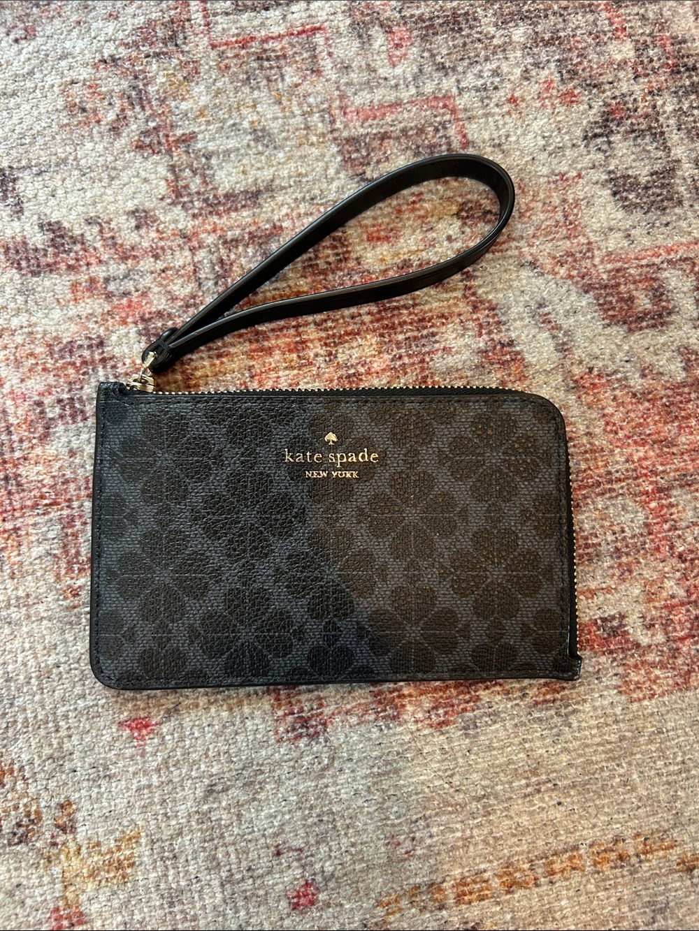 kate spade Black Floral Print Wristlet Card Holder